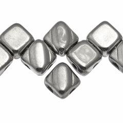 40 Czech Glass 6mm Two Hole Silky Beads Crystal Labrador Full (00030LABFL)