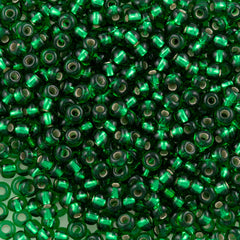 Czech Seed Bead 8/0 Silver Lined Green 2-inch Tube (57060)