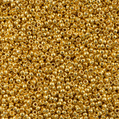 Miyuki Round Seed Bead 15/0 24kt Gold Plated 2-inch Tube (191)
