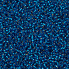 Miyuki Round Seed Bead 8/0 Matte Silver Lined Capri Blue 22g Tube (25F)