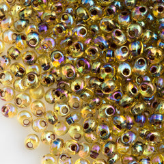 Miyuki 4mm Magatama Seed Bead Garnet Inside Color Lined Topaz AB 23g Tube (2161)