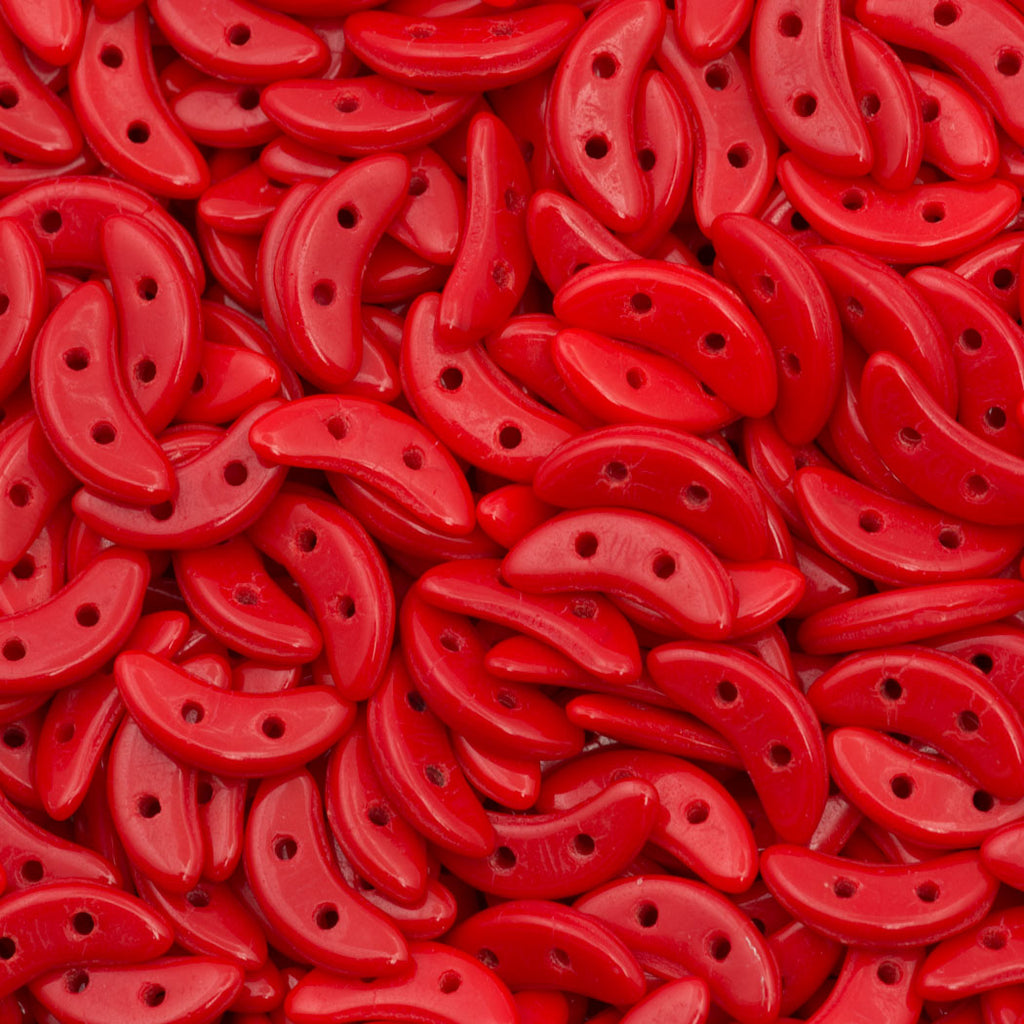 CzechMates 3x10mm Two Hole Crescent Opaque Shades of Red Beads 15g (93200)