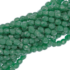 100 Czech Fire Polished 3mm Round Bead Light Green Turquoise Luster (53130L)