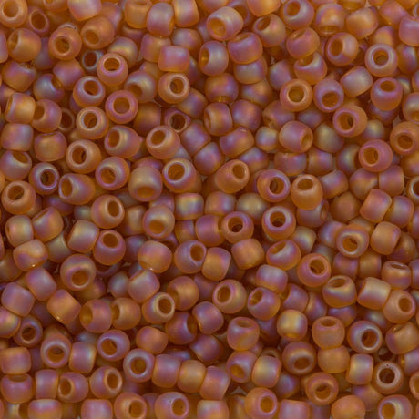 50g Toho Round Seed Beads 6/0 Transparent Matte Dark Amber AB (162CF)