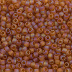 Toho Round Seed Beads 6/0 Transparent Matte Dark Amber AB 5.5-inch tube (162CF)