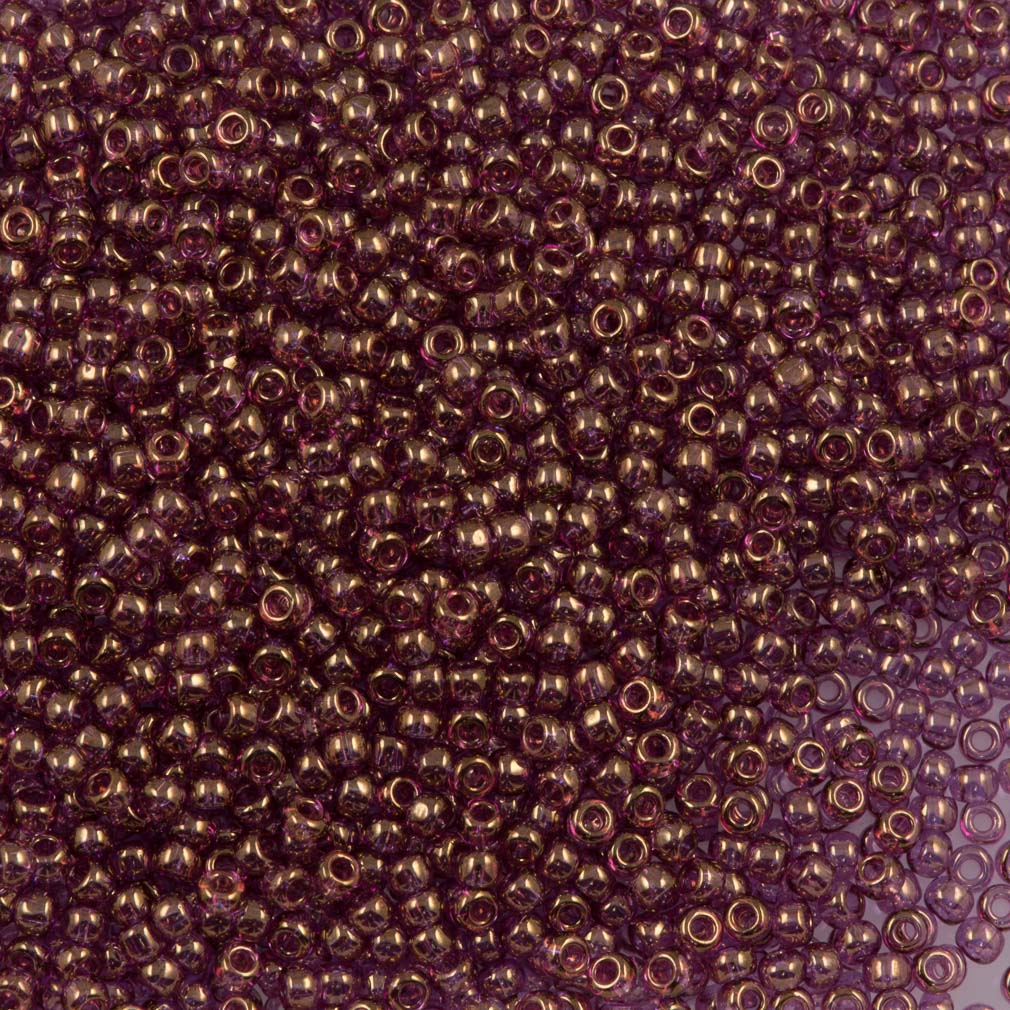 Toho Round Seed Bead 11/0 Transparent Light Amethyst Gold Luster 19g Tube (203)