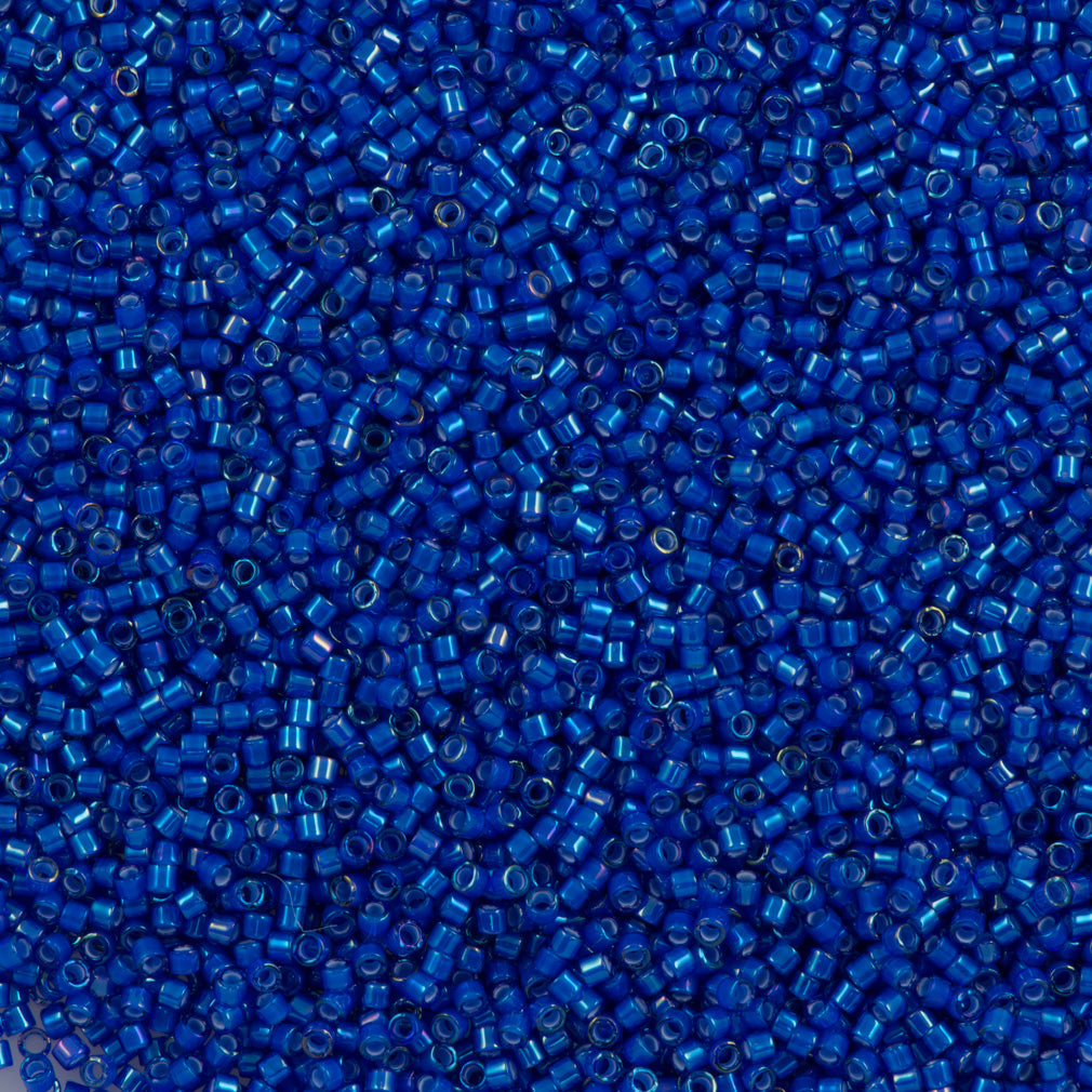 25g Miyuki Delica Seed Bead 11/0 Deep Blue Inside Dyed Color White DB1785