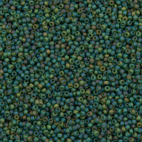 50g Miyuki Round Seed Bead 11/0 Matte Transparent Olive AB (158FR)
