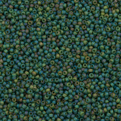 50g Miyuki Round Seed Bead 11/0 Matte Transparent Olive AB (158FR)