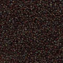 8g Miyuki Round Seed Bead 11/0 Transparent Flame Red Picasso (4503)