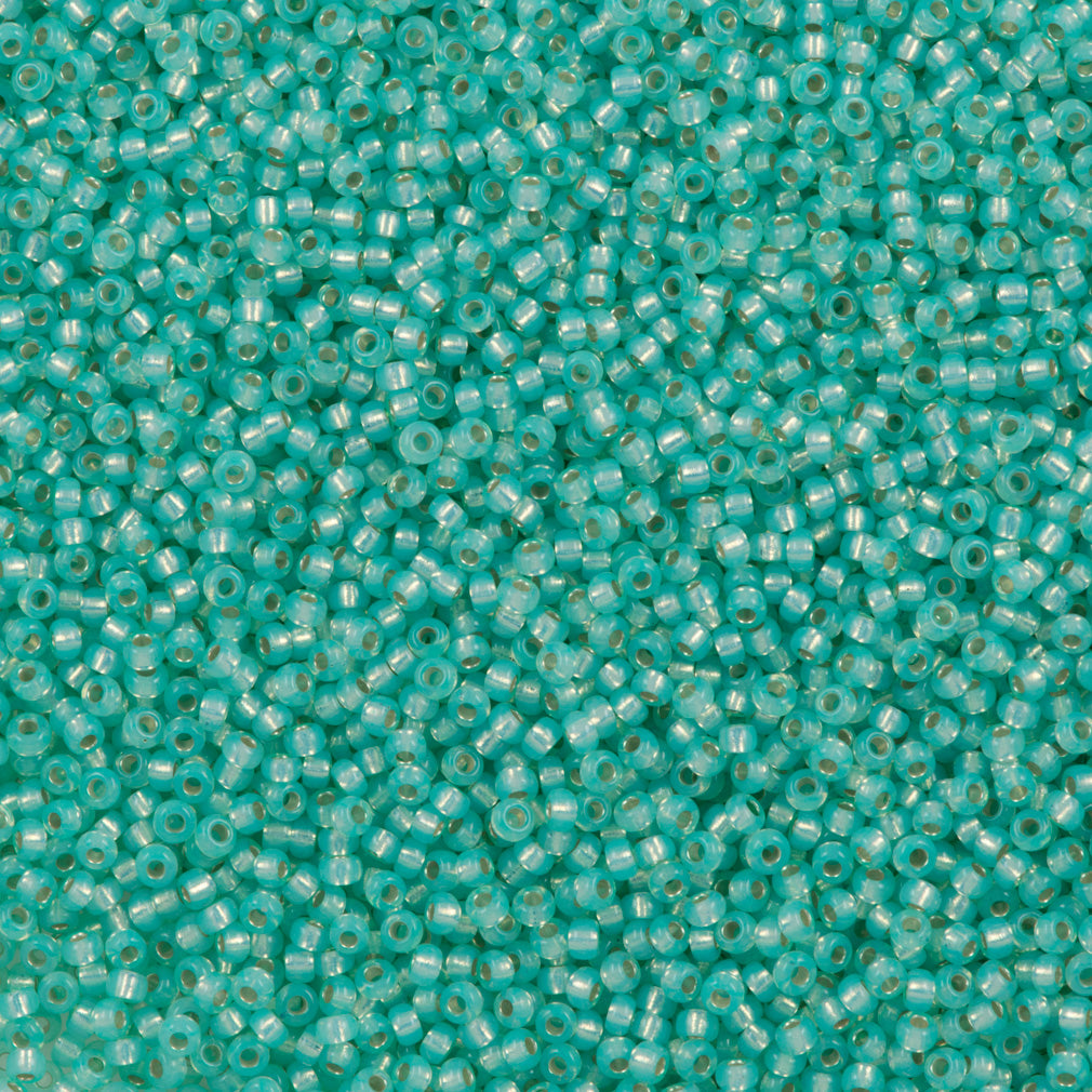 50g Miyuki Round Seed Bead 11/0 Silver Lined Dyed Mint Green (571)