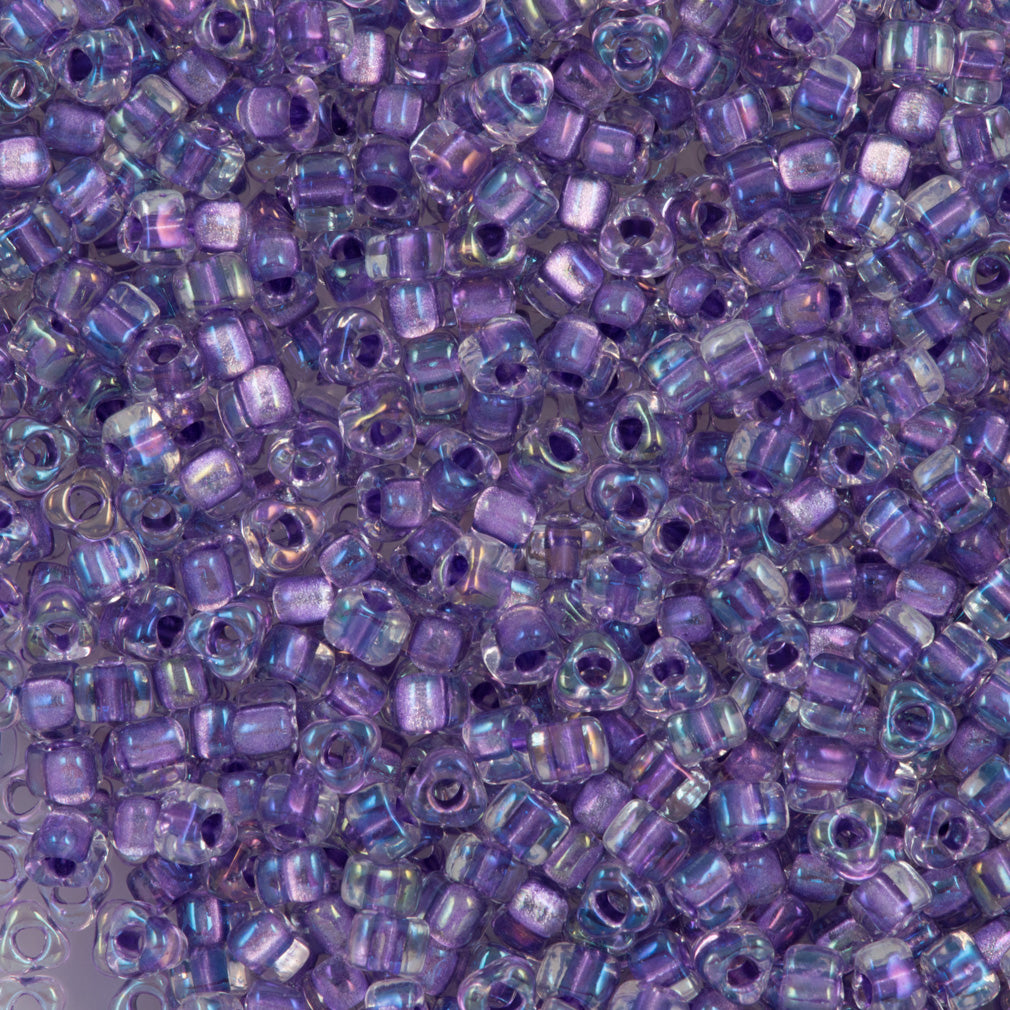 Miyuki Triangle Seed Bead 5/0 Inside Color Lined Lilac AB 21g Tube (1138)