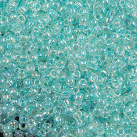 Toho Round Seed Bead 6/0 Transparent Aqua Frost AB 2.5-inch tube (170)