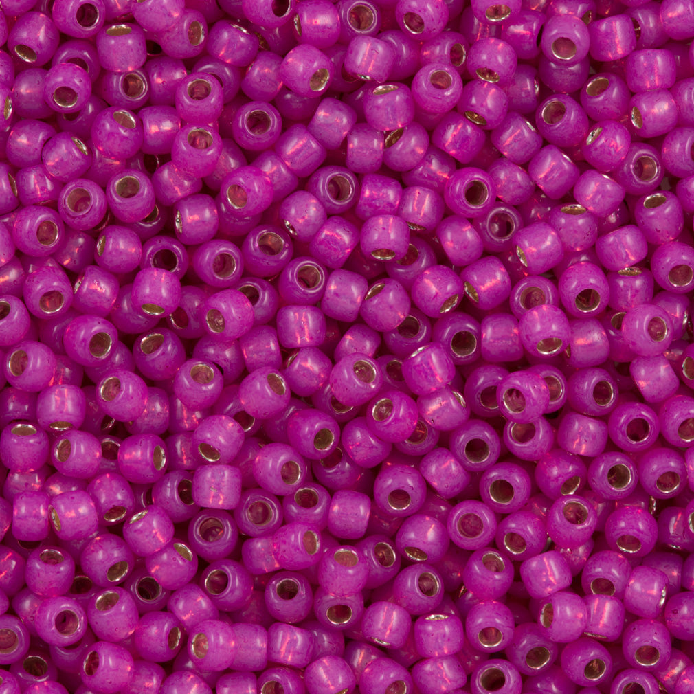 Toho Round Seed Beads 6/0 Silver Lined Milky Hot Pink #2107 – Aura
