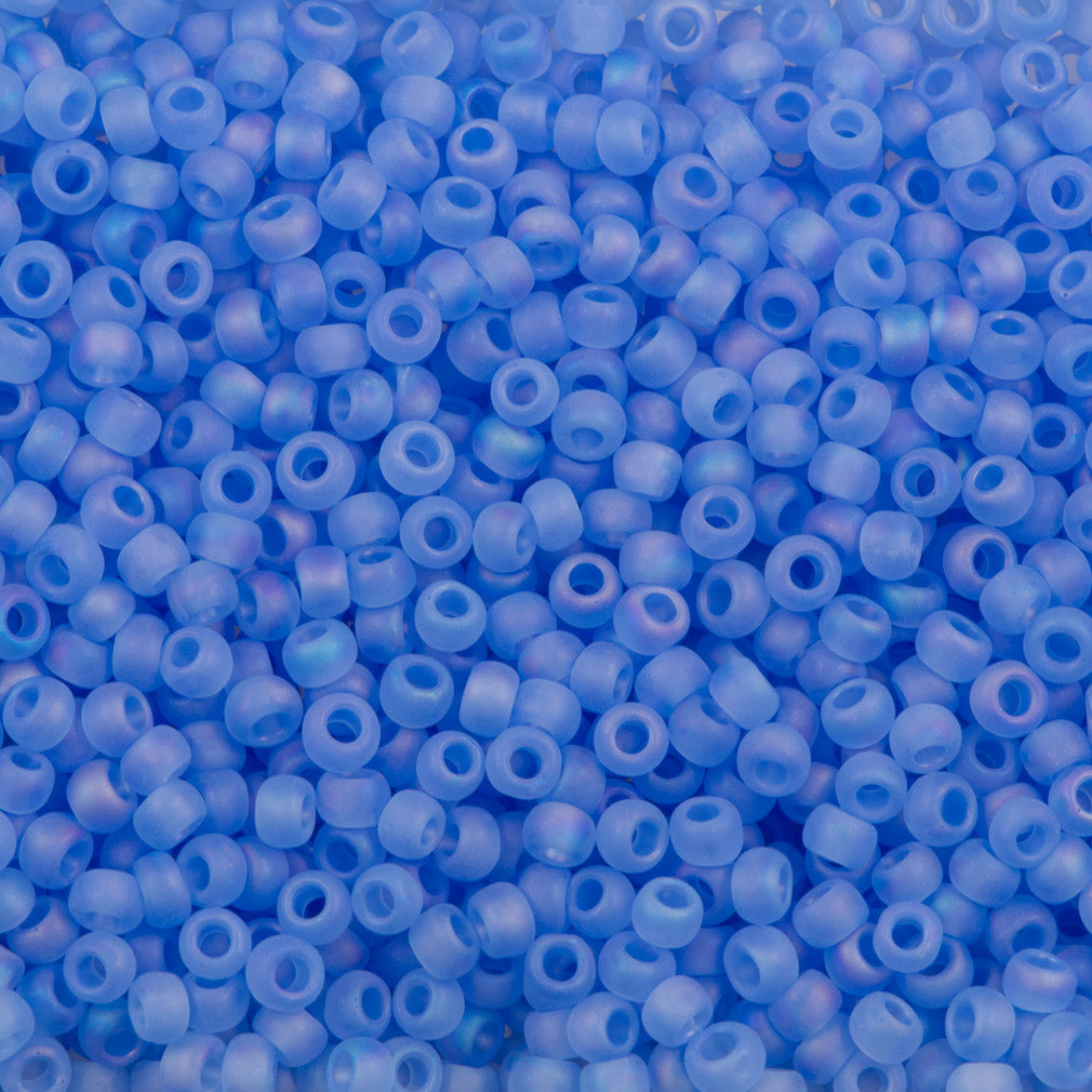 Toho Round Seed Bead 8/0 Transparent Matte Light Blue AB 2.5-inch tube (168F)