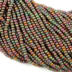 Czech Seed Bead Opaque Dark Bronze AB 1/2 Hank 11/0 (01640)