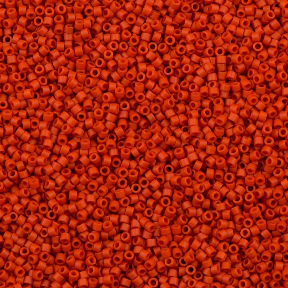 100g Miyuki Delica Seed Bead 11/0 Matte Opaque Dyed Red Orange DB795