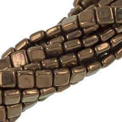 50 CzechMates 6mm Two Hole Tile Beads Bronze (90215)