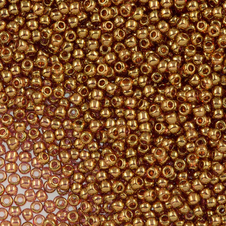50g Toho Round Seed Beads 11/0 Gold Luster Transparent Pink (421)
