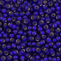 Miyuki Round Seed Bead 6/0 Matte Silver Lined Cobalt Blue 20g Tube (20F)