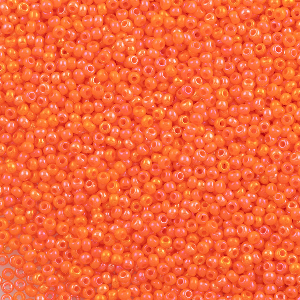 Czech Seed Bead 10/0 Opaque Orange AB (94140)