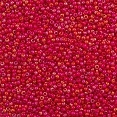50g Czech Seed Bead 10/0 Opaque Medium Red AB (94190)