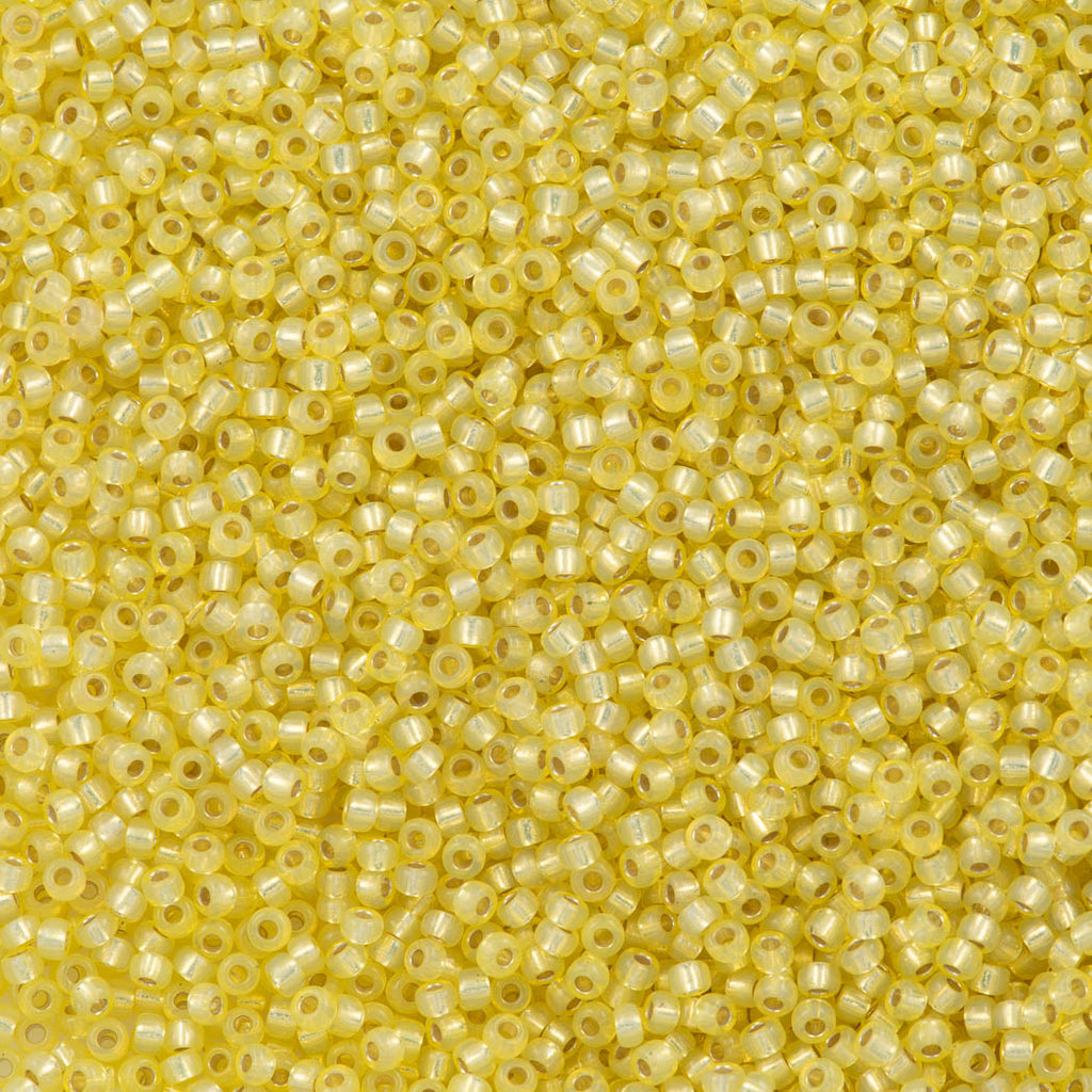 50g Miyuki Round Seed Bead 11/0 Silver Lined Dyed Pale Yellow (554)