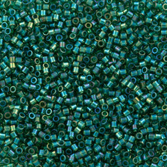 Miyuki Delica Seed Bead 15/0 Transparent Dark Green AB 2-inch Tube DBS175