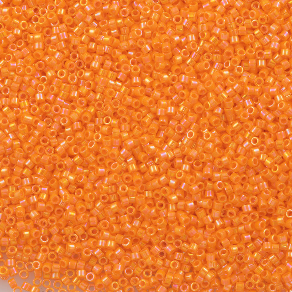 25g Miyuki Delica Seed Bead 11/0 Opaque Mandarin Orange AB DB1573