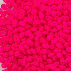 Super Duo 2x5mm Two Hole Beads Neon Pink 22g Tube (25123)