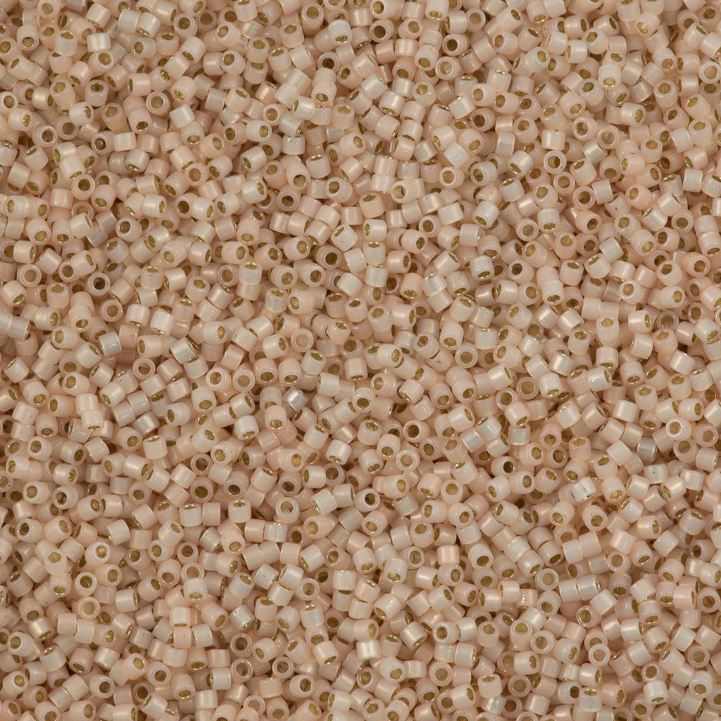 25g Miyuki Delica Seed Bead 11/0 Bisque Silver Lined Opal Glazed DB1452