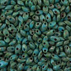 Miyuki Long Magatama Seed Bead Opaque Seafoam Green Picasso 8g Tube (4514)