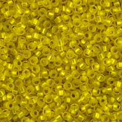 Miyuki Round Seed Bead 6/0 Matte Silver Lined Yellow 20g Tube (6F)