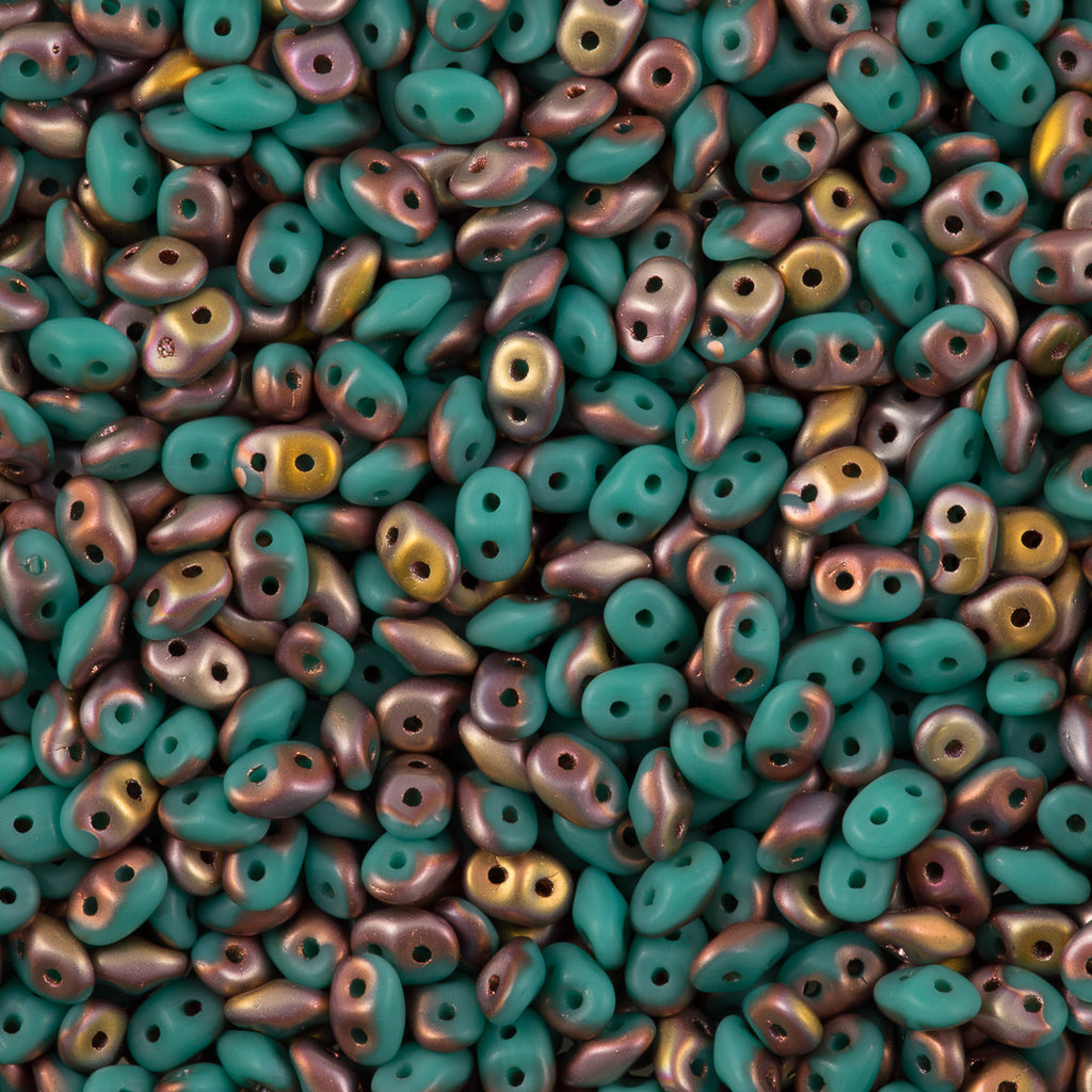 Super Duo 2x5mm Two Hole Beads Matte Apollo Turquoise 22g Tube (63130AM)