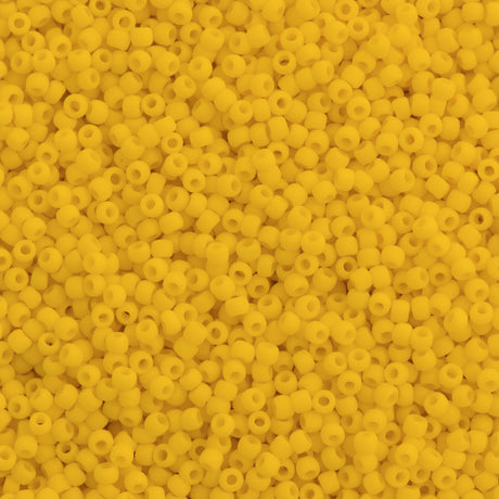 Toho Round Seed Bead 11/0 Opaque Matte Medium Yellow 2.5-inch Tube (42BF)