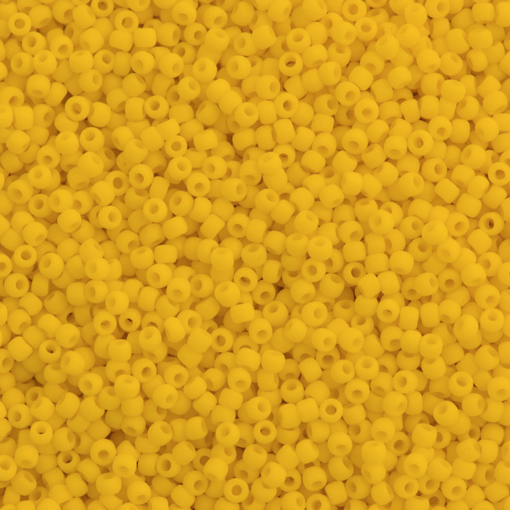 Toho Round Seed Bead 11/0 Opaque Matte Medium Yellow 2.5-inch Tube (42BF)