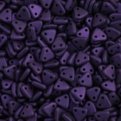 15g CzechMates 6mm Two Hole Triangle Beads Metallic Suede Purple (79021)