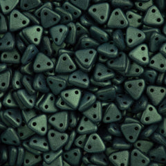 CzechMates 6mm Two Hole Triangle Beads Metallic Suede Light Green 8g Tube (79051)