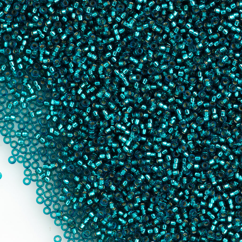 Miyuki Round Seed Bead 15/0 Dyed Silver Lined Teal 2-inch Tube (1424)