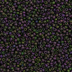 Miyuki Round Seed Bead 11/0 Opaque Matte Olive Purple Iris 22g Tube (2062)
