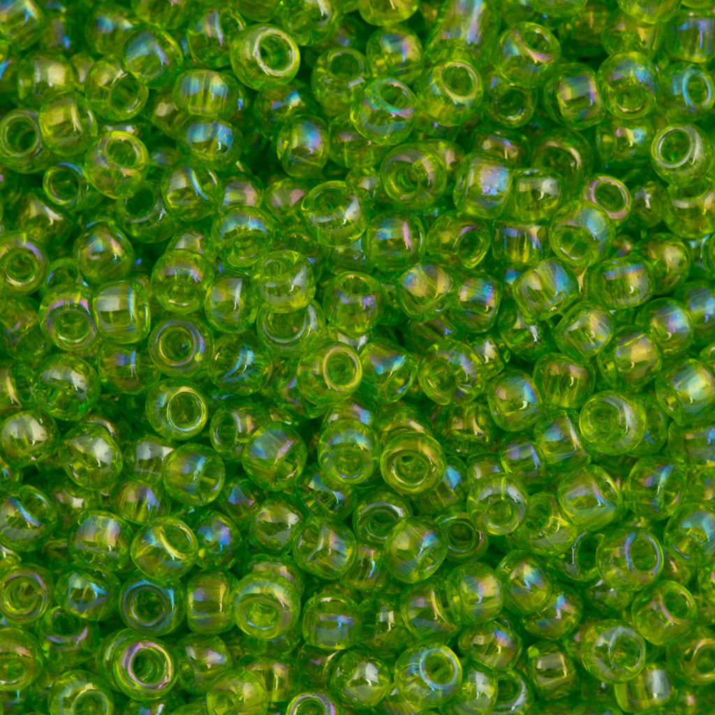 Toho Round Seed Beads 6/0 Transparent Lime Green AB 2.5-inch tube (164)
