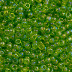 Toho Round Seed Beads 6/0 Transparent Lime Green AB 2.5-inch tube (164)