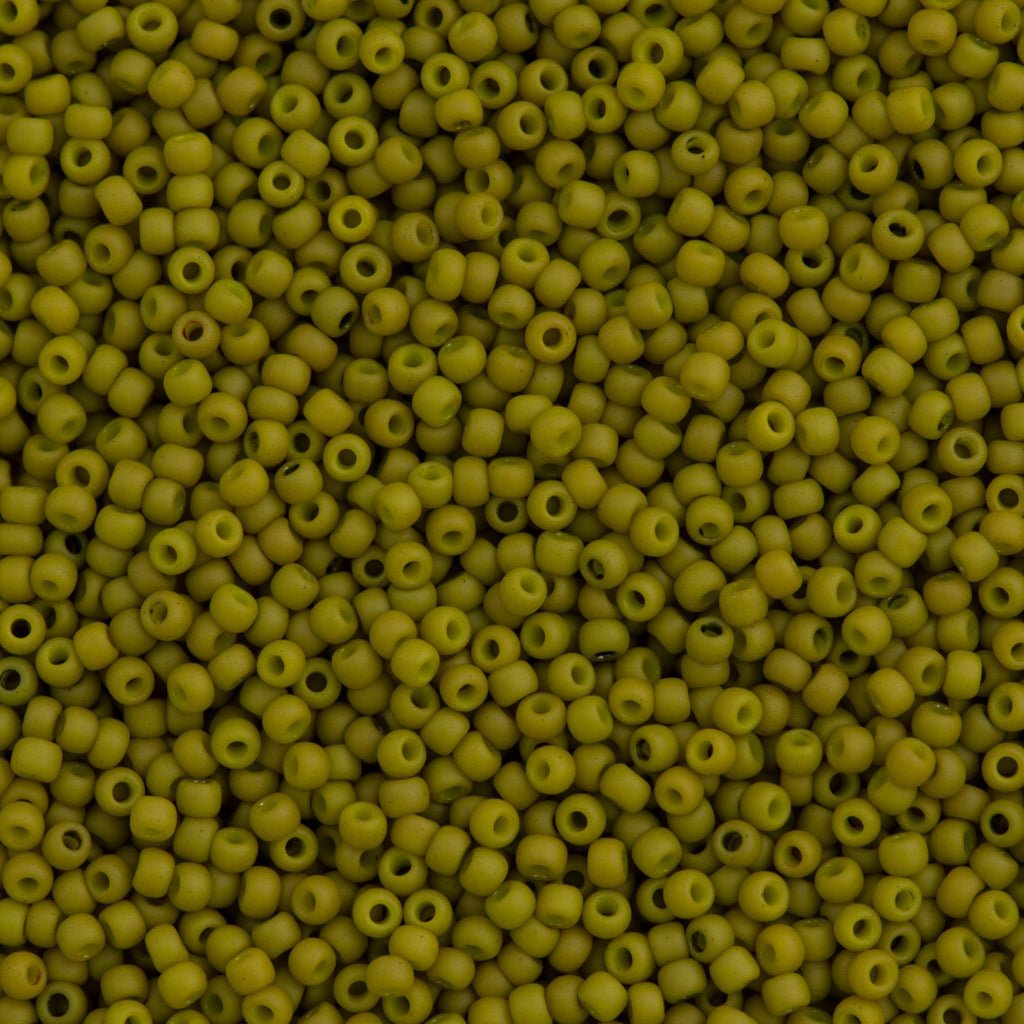 50g Toho Round Seed Beads 11/0 Opaque Matte Pea Green Soup (1624F)