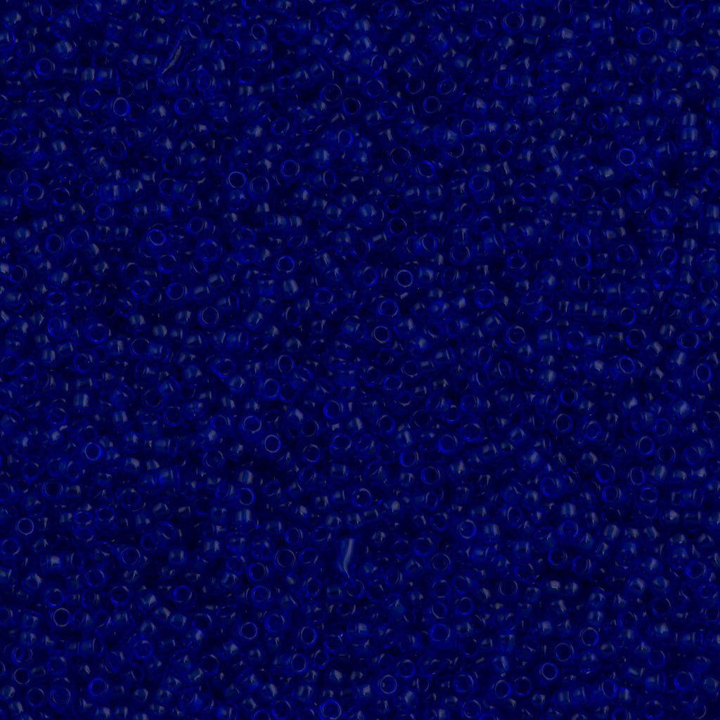 Toho Round Seed Bead 15/0 Transparent Cobalt 2.5-inch Tube (8)
