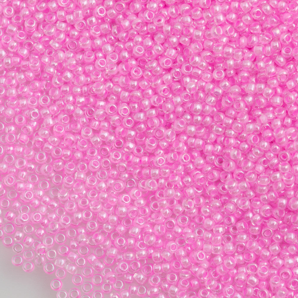Czech Seed Bead 11/0 Pink Lined Crystal 2-inch Tube (38123)