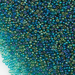 Czech Seed Bead 11/0 Transparent Emerald AB 2-inch Tube (51710)