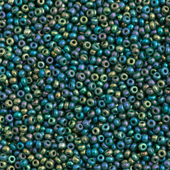 Czech Seed Bead 11/0 Dark Green AB 50g (54270)