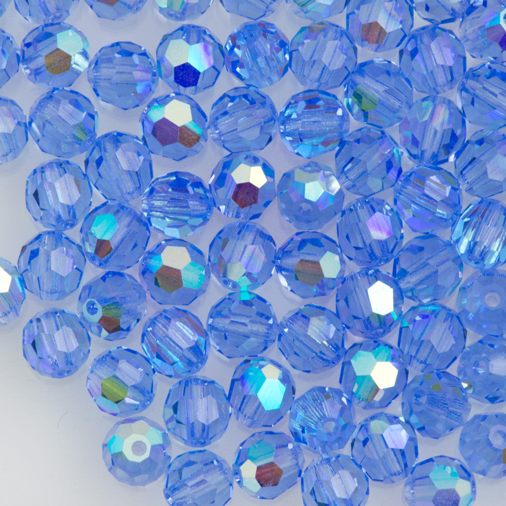 24 Preciosa Czech Crystal 6mm MC Round Bead Light Sapphire AB 30020AB
