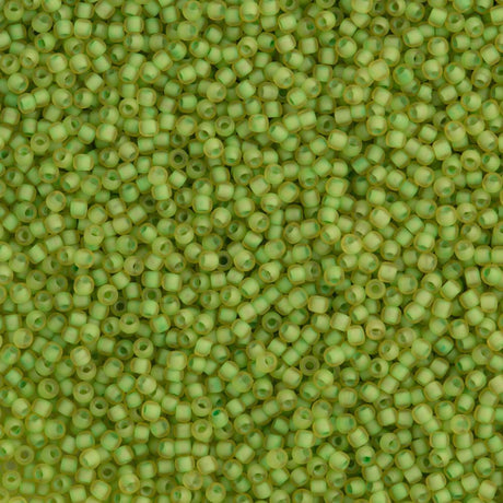 50g Toho Round Seed Beads 11/0 Jonquil Inside Color Lined Matte Green (946F)