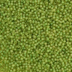 50g Toho Round Seed Beads 11/0 Jonquil Inside Color Lined Matte Green (946F)